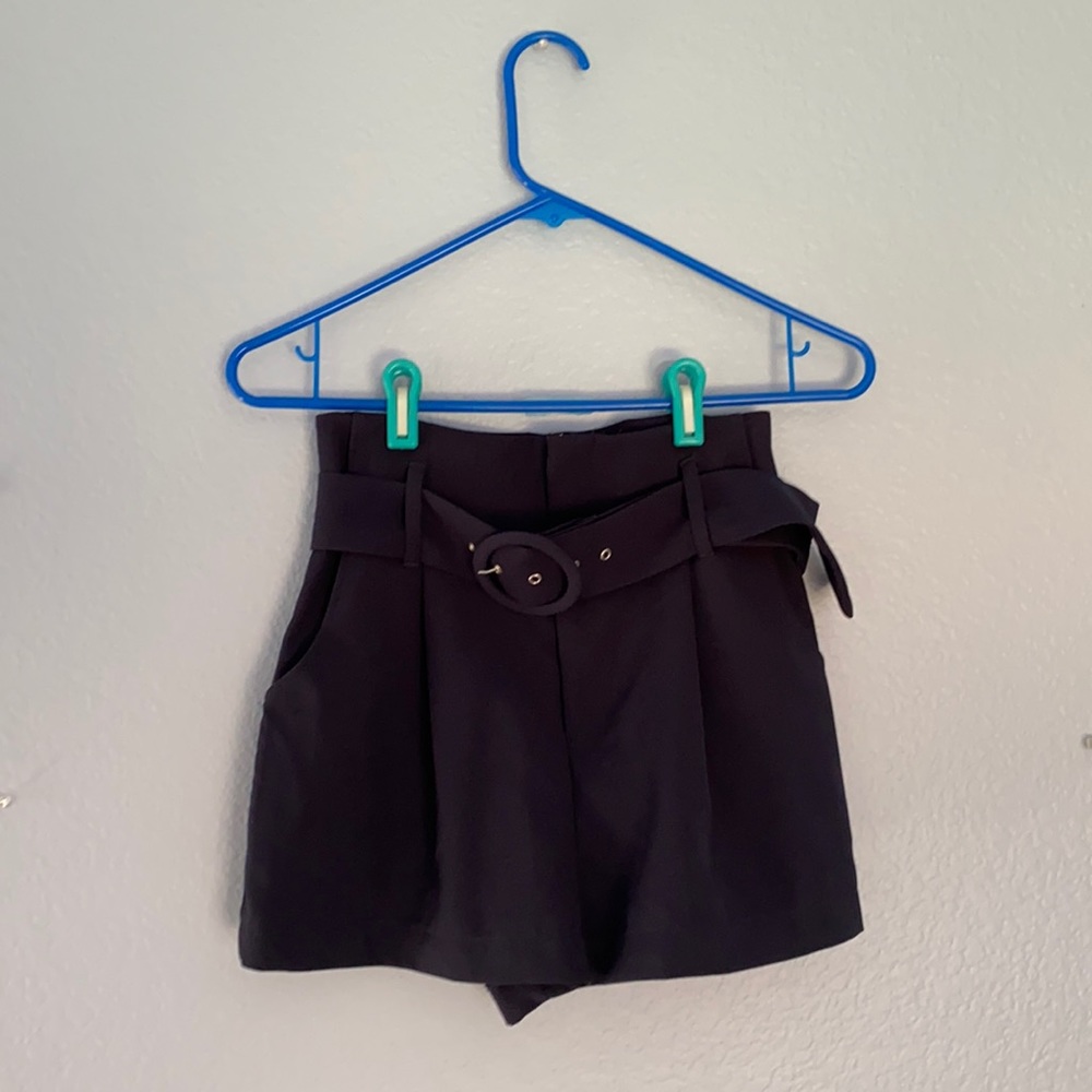 Cute professional blue shorts with belt